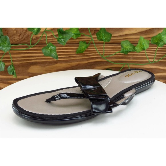Me Too Sz 11 M‎ Black Flip Flop Synthetic Women Sandals - Picture 1 of 11